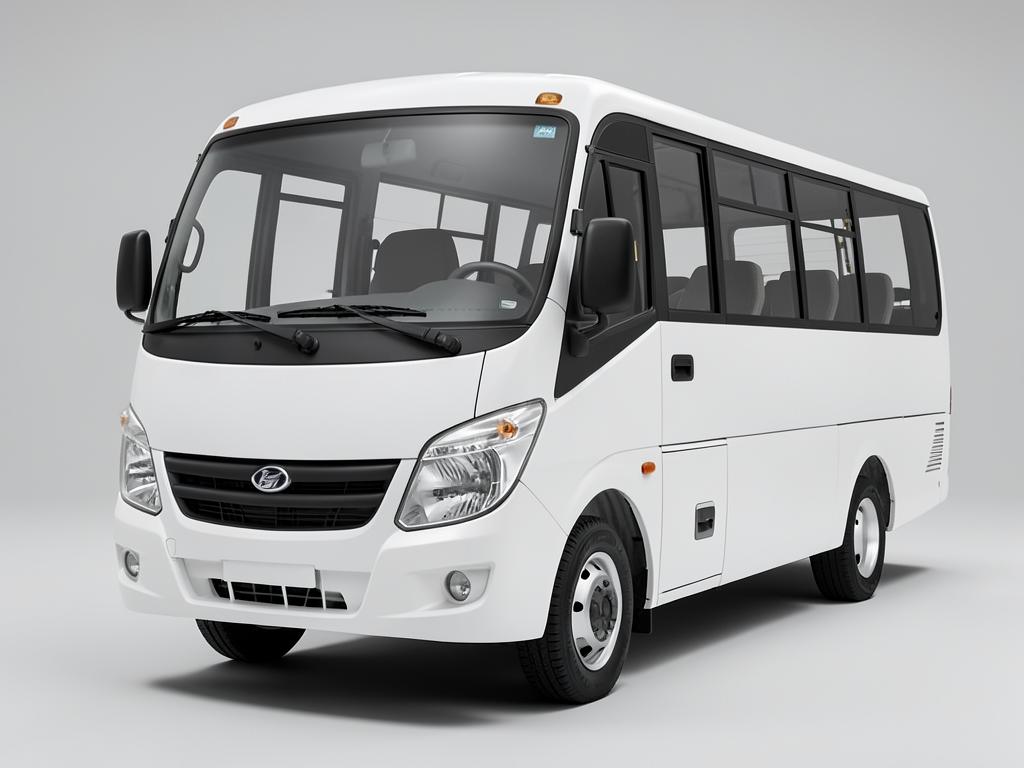 White air-conditioned mini bus for employee transportation in Pune